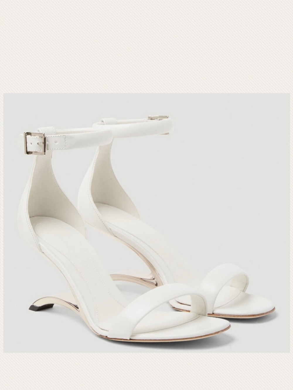 ALEXANDER MCQUEEN Arc Leather Cantilever Heeled Sandals in White